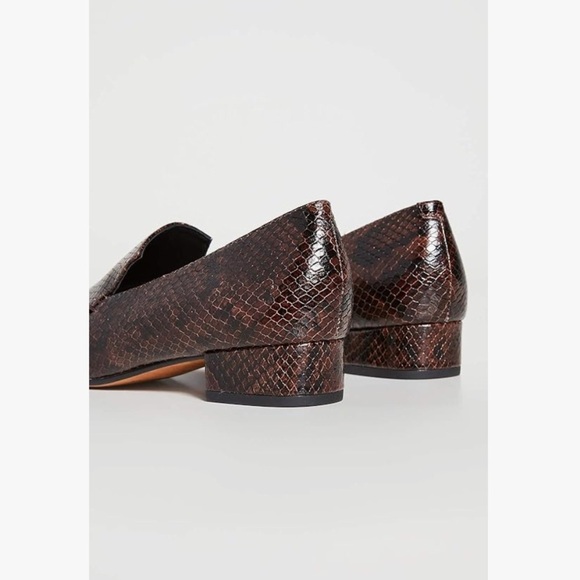 Vince Fauna leather Chocolate Brown Snakeskin Loafers NEW - Picture 3 of 7